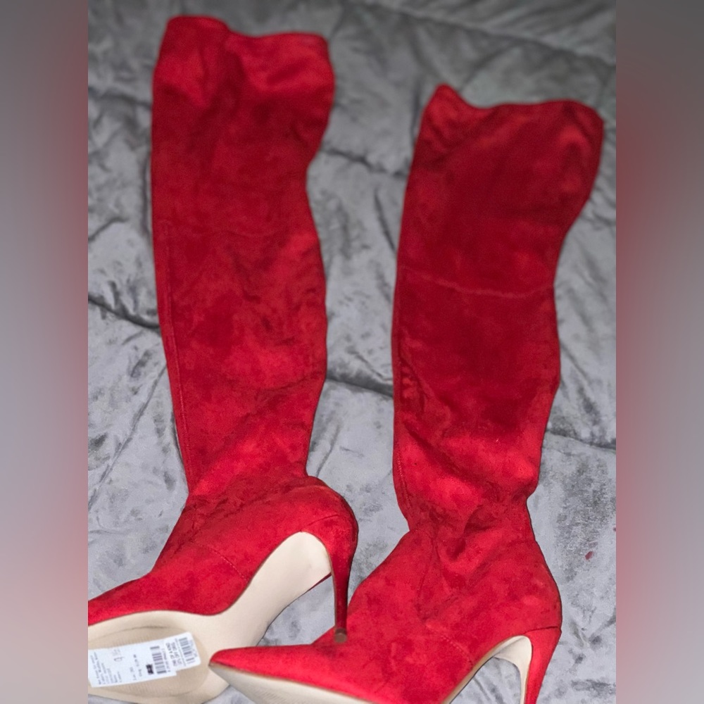 RED THIGH HIGH BOOTS